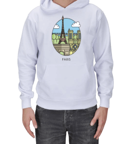 Paris Erkek Kapüşonlu Sweatshirt Erkek Kapşonlu