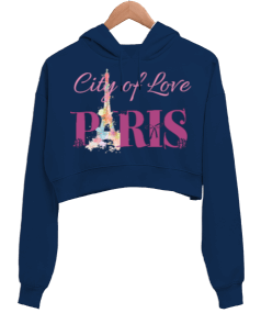 Paris Kadın Crop Hoodie Kapüşonlu Sweatshirt