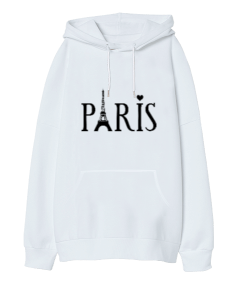 Paris Oversize Unisex Kapüşonlu Sweatshirt