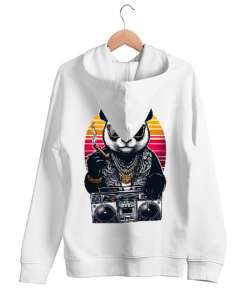 PARTY ANIMAL Beyaz Unisex Kapşonlu Sweatshirt