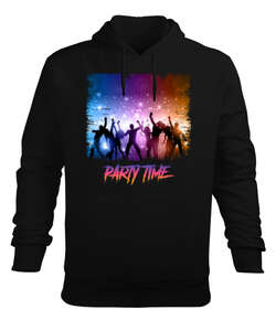 Party Time Siyah Erkek Kapüşonlu Hoodie Sweatshirt