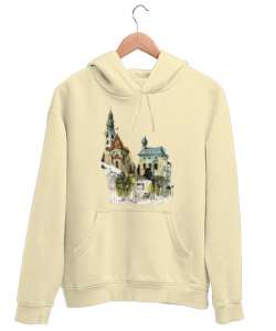 Pastel Villa Krem Unisex Kapşonlu Sweatshirt