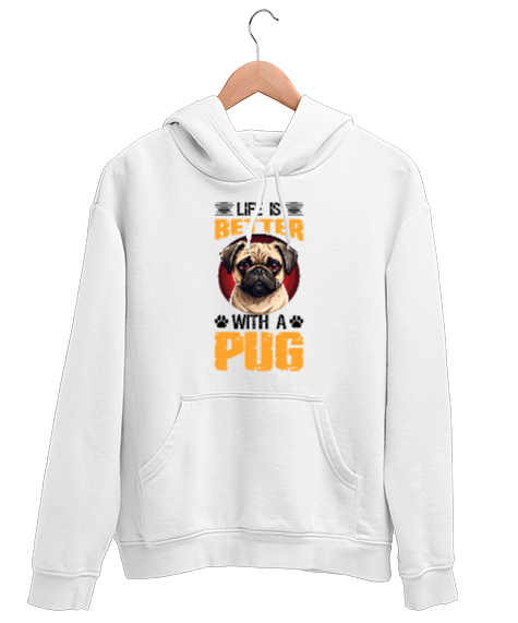 Tisho - Patilerle Dünya Daha Güzel - Sevimli Köpek - Sweet Dog Beyaz Unisex Kapşonlu Sweatshirt