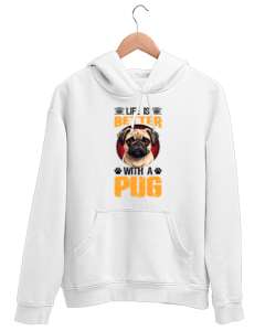 Patilerle Dünya Daha Güzel - Sevimli Köpek - Sweet Dog Beyaz Unisex Kapşonlu Sweatshirt