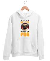 Patilerle Dünya Daha Güzel - Sevimli Köpek - Sweet Dog Beyaz Unisex Kapşonlu Sweatshirt - Thumbnail