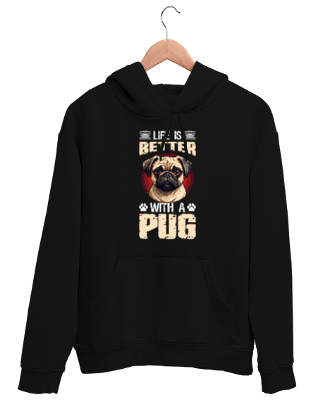 Tisho - Patilerle Dünya Daha Güzel - Sevimli Köpek - Sweet Dog Siyah Unisex Kapşonlu Sweatshirt