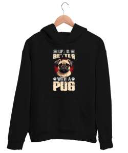 Patilerle Dünya Daha Güzel - Sevimli Köpek - Sweet Dog Siyah Unisex Kapşonlu Sweatshirt