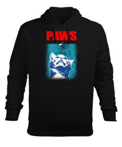 Paws - Kedi Siyah Erkek Kapüşonlu Hoodie Sweatshirt