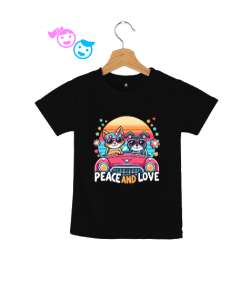 peace and love Siyah Çocuk Unisex