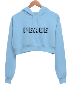 peace Kadın Crop Hoodie Kapüşonlu Sweatshirt