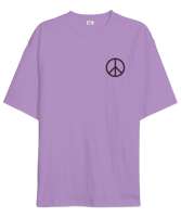 Peace Lila Oversize Unisex Tişört - Thumbnail