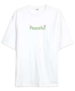 Peaceful Beyaz Oversize Unisex Tişört