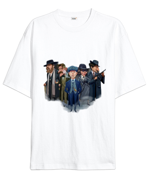 Tisho - Peaky Blinders Beyaz Oversize Unisex Tişört