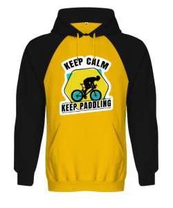 Pedal Çevirmeye Devam - Keep Padoling Sarı/Siyah Orjinal Reglan Hoodie Unisex Sweatshirt