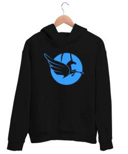 Pegasus - Kanatlı At Siyah Unisex Kapşonlu Sweatshirt