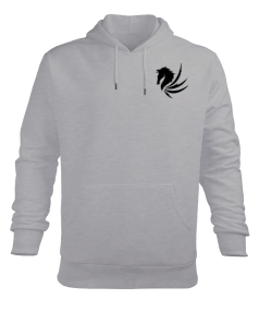 Pegasus Silüetli Gri Kadın Hoodie Erkek Kapüşonlu Hoodie Sweatshirt