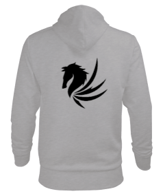 Pegasus Silüetli Gri Kadın Hoodie Erkek Kapüşonlu Hoodie Sweatshirt