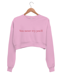 Pembe bluz Kadın Crop Sweatshirt