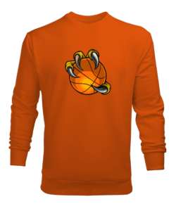 Pençe içinde basket topu baskılı Turuncu Erkek Sweatshirt