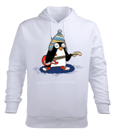 PENGUEN BASKILI Erkek Kapüşonlu Hoodie Sweatshirt