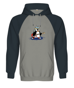 Penguen Baskılı Orjinal Reglan Hoodie Unisex Sweatshirt