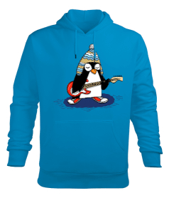 Penguen gitar yüzlü Erkek Kapüşonlu Hoodie Sweatshirt