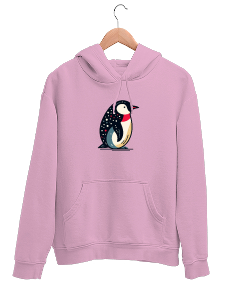 Tisho - penguen Pembe Unisex Kapşonlu Sweatshirt