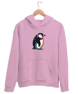 penguen Pembe Unisex Kapşonlu Sweatshirt