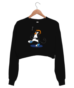 Penguen Temalı Kadın Crop Sweatshirt