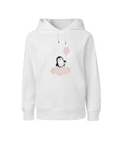 Penguenleri Severim Beyaz Çocuk Unisex Hoodie Kapüşonlu