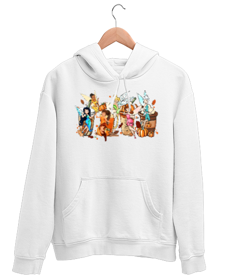 Tisho - Peri Tinker Bell Beyaz Unisex Kapşonlu Sweatshirt