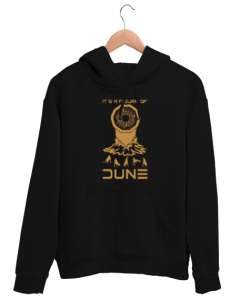 Periskop ve Kum Tepesi Figürü Siyah Unisex Kapşonlu Sweatshirt