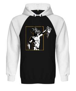 Perseus - Heykel Siyah/Beyaz Orjinal Reglan Hoodie Unisex Sweatshirt