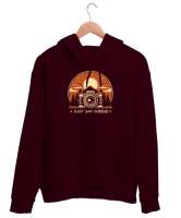 Peynir De - Fotoğraf Makinesi - Say Cheese - Camera Bordo Unisex Kapşonlu Sweatshirt - Thumbnail