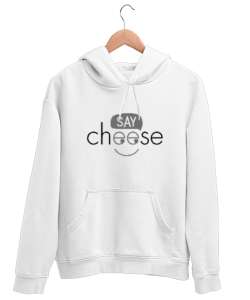 Peynir De - Say Cheese Beyaz Unisex Kapşonlu Sweatshirt