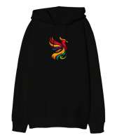 phoenix Siyah Oversize Unisex Kapüşonlu Sweatshirt - Thumbnail