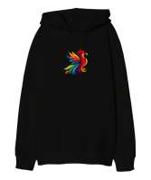 phoenix Siyah Oversize Unisex Kapüşonlu Sweatshirt - Thumbnail