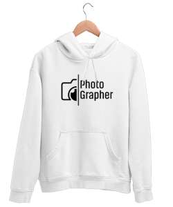 Photographer - Fotoğrafçı Beyaz Unisex Kapşonlu Sweatshirt