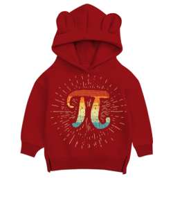 Pi Day Kırmızı Unisex Çocuk Ayı Hoodie Kapşonlu