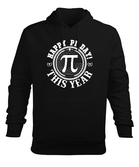 Pi Günü Siyah Erkek Kapüşonlu Hoodie Sweatshirt