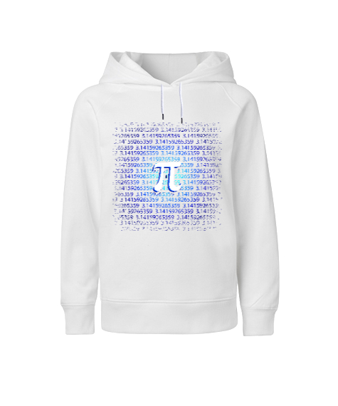 Pi Sembolü Beyaz Çocuk Unisex Hoodie Kapüşonlu