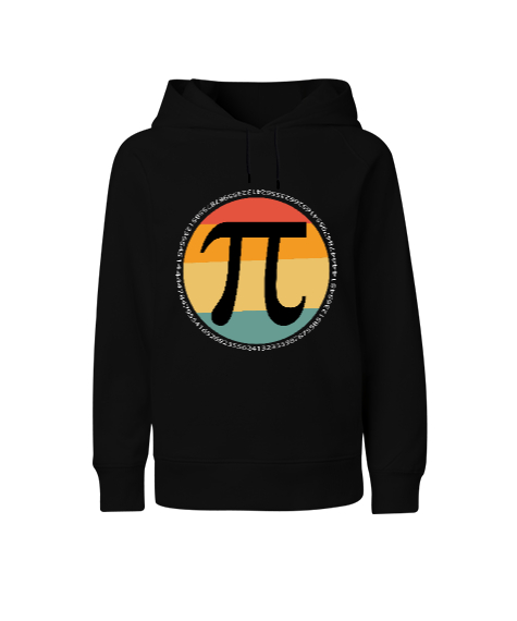 Pi Sembolü Siyah Çocuk Unisex Hoodie Kapüşonlu