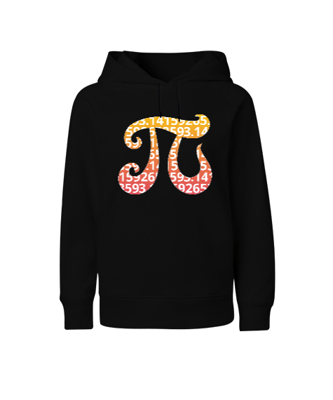 Pi Sembolü Siyah Çocuk Unisex Hoodie Kapüşonlu