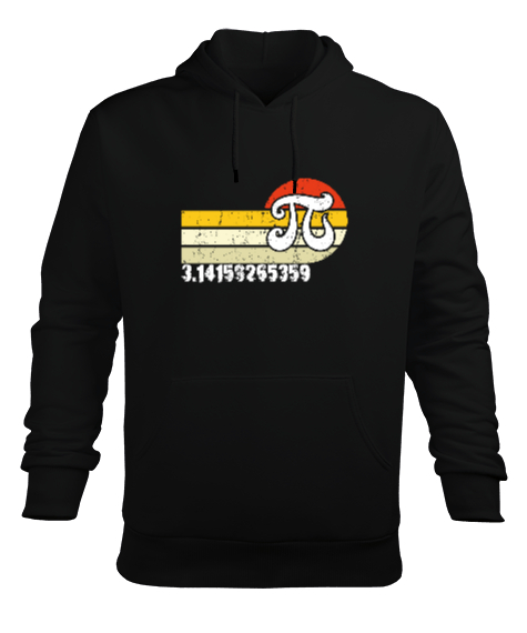 Pi Sembolü Siyah Erkek Kapüşonlu Hoodie Sweatshirt