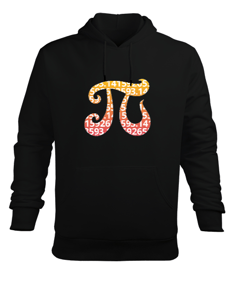 Pi Sembolü Siyah Erkek Kapüşonlu Hoodie Sweatshirt