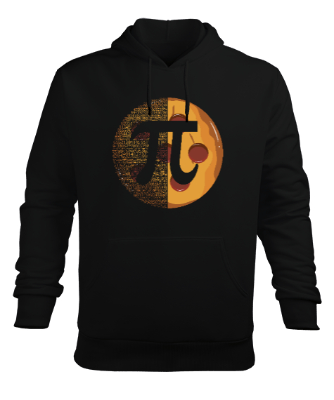 Pi Siyah Erkek Kapüşonlu Hoodie Sweatshirt