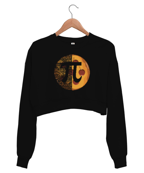 Pi Siyah Kadın Crop Sweatshirt