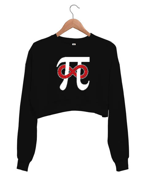 Pi ve Sonsuzluk Siyah Kadın Crop Sweatshirt