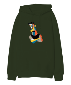 Picasso Görsel Baskılı Oversize Unisex Kapüşonlu Sweatshirt