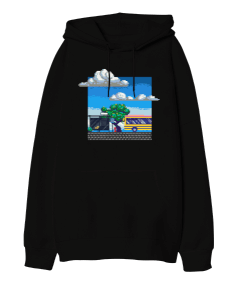 Piksel Bus Stop Oversize Unisex Kapüşonlu Sweatshirt